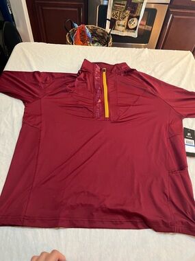 Fila Men's Maroon Quarter-Zip Performance Shirt with Contrast Zip xl